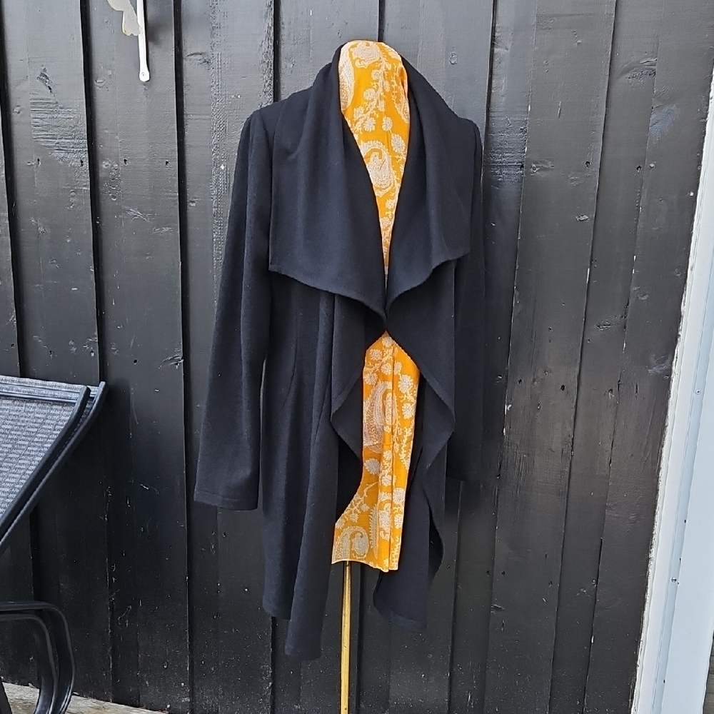 Wool Blend Open Front Jacket L